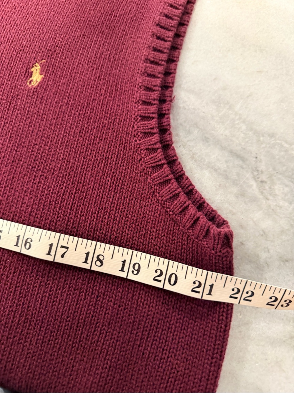 Polo Ralph Lauren Size M Burgundy Sweater Vest V Neck 100% Cotton Gold Pony Logo - Picture 5 of 7